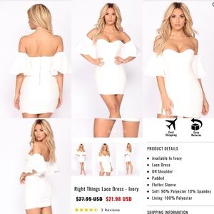 Fashion Nova Ivory Lace Dress!